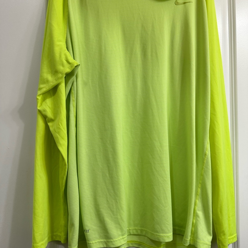 Nike Dri-Fit Bright Neon Green Long Sleeve Shirt - size XXM - Picture 4 of 5